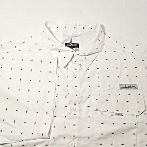 Habit Fishing Shirt Men's XL White Fish/Stars America Vented Hiking Pockets